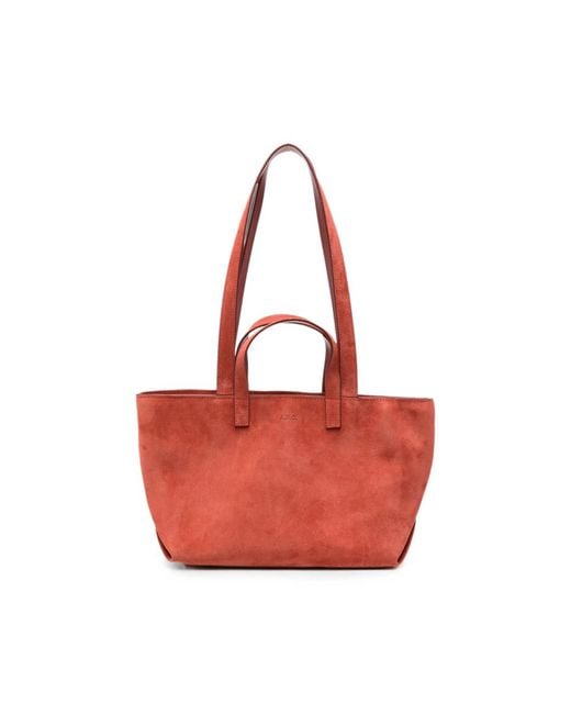 A.P.C. Red A. P.C. Suede Tote Bag