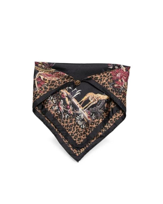 Etro Black Paisley Leopard-Print Scarf