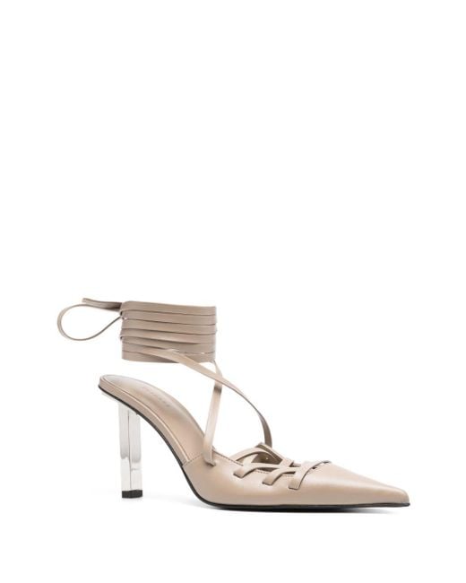 Ioannes Natural 100Mm Lace-Up Leather Pumps