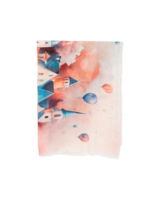 D'Aniello Pink Frayed-Edges Printed Scarf