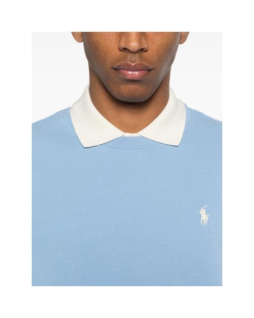 Ralph Lauren Blue Logo-Detail Crew-Neck Sweatshirt for men