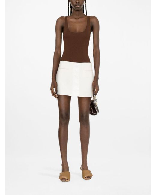 Ferragamo White Contrasting-Panel Mini Skirt