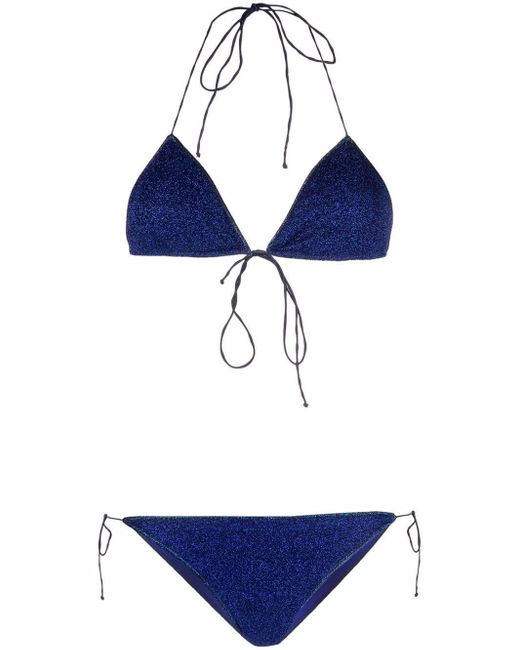 Oséree Glitterbottoms Triangle Bikini in Blue Lyst