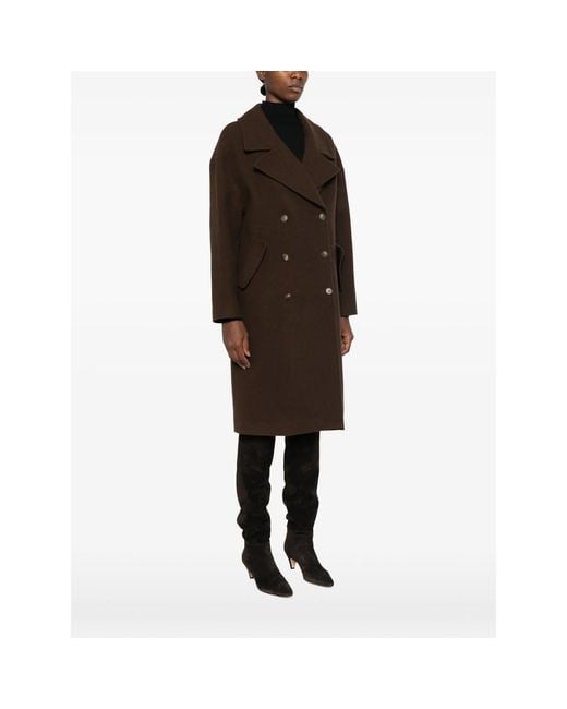 LE SULLY STUDIO Brown Double-Breasted Notched-Lapel Coat