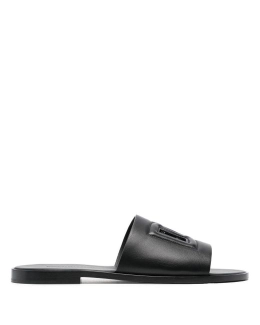 Dolce & Gabbana Black Dg Leather Sandals for men