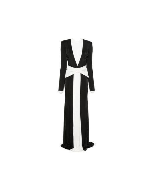 New Arrivals Black Plunging-Neckline Twisted-Waist Maxi Dress