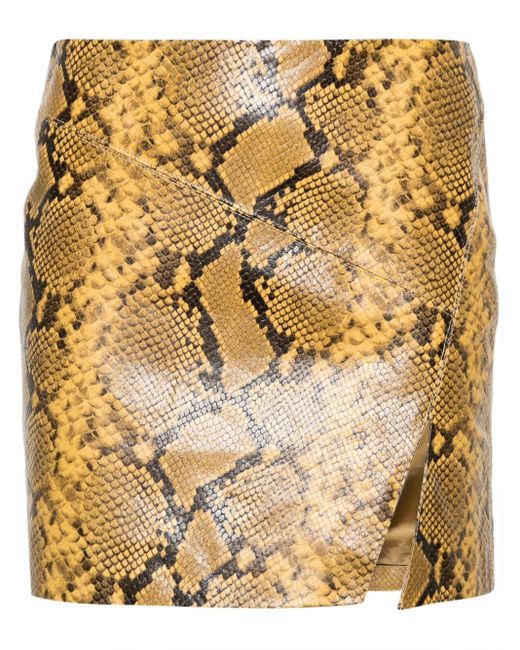 Isabel Marant Metallic Snakeskin-Print Leather Miniskirt