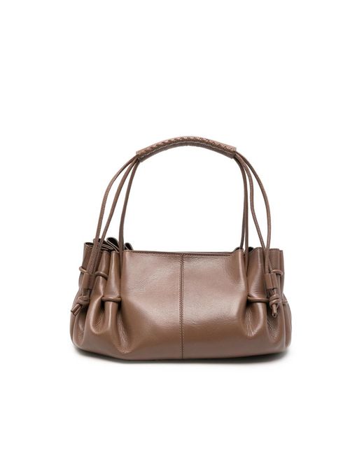 Hereu Brown Arta Braided-Handle Tote Bag