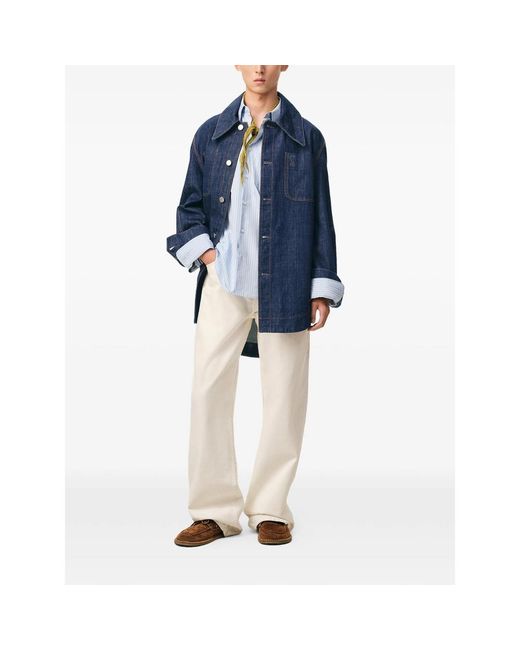 AMI Blue Ami De Coeur Buttoned Overshirt for men