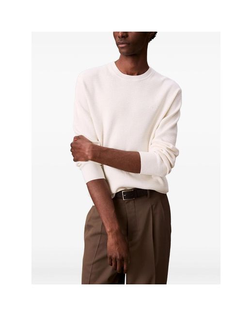Calvin Klein White Textured Finish Sweater for men