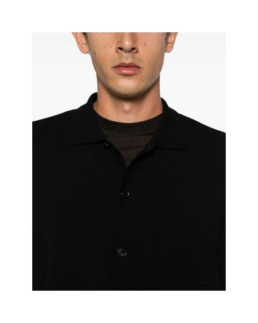 Roberto Collina Black Chest-Pocket Shirt for men