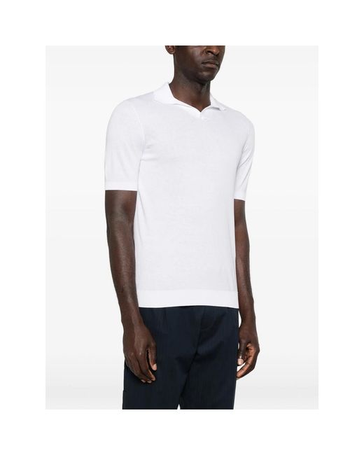 Fedeli White Polo-Collar T-Shirt for men