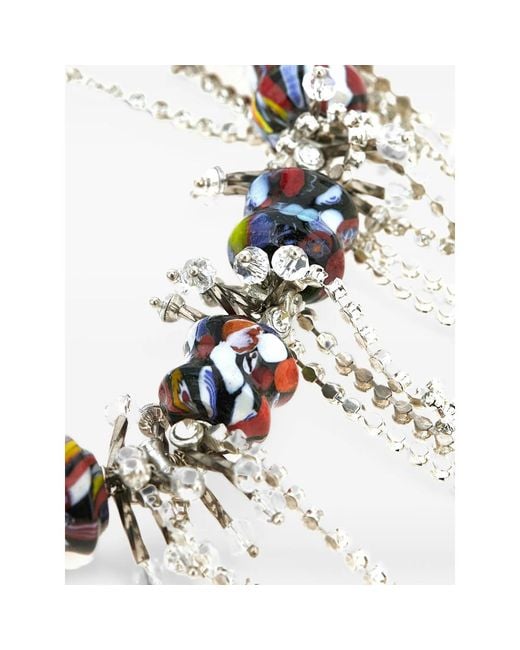 Dries Van Noten White Statement Bead-Embellished Necklace