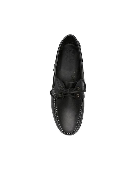 Paraboot Black Barth Leather Boat Shoes for men