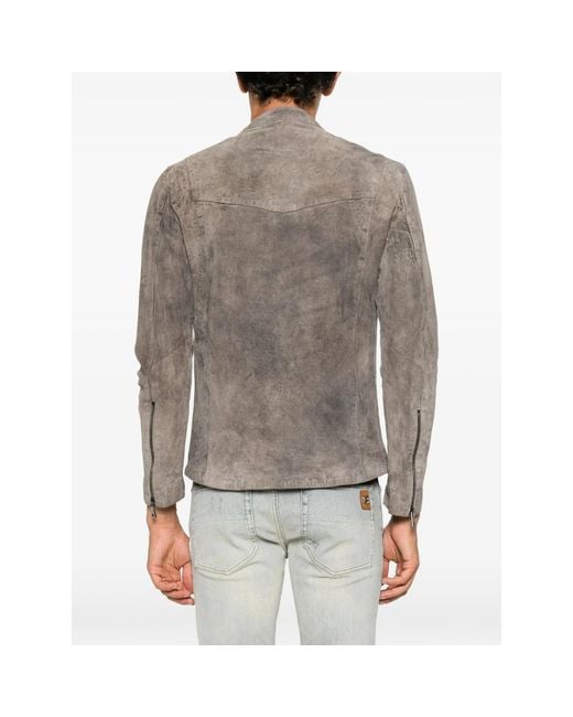 Giorgio Brato Brown Zip-Up Suede Jacket for men