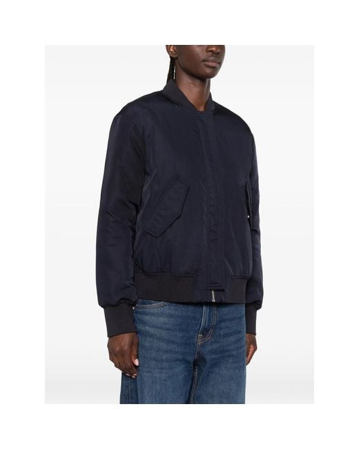 Closed Blue Logo-Patch Bomber Jacket