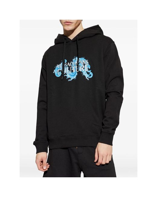 Versace Jeans Couture Black Hooded Sweater for men