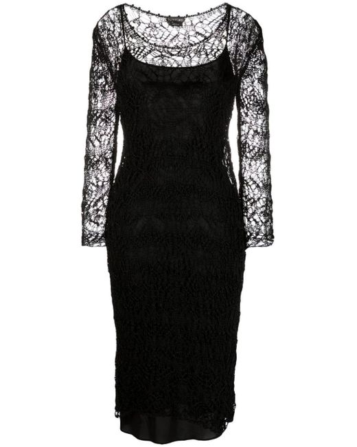 Tom Ford Black Lace-patterned Pencil Dress