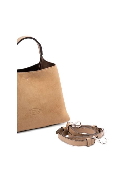 Tod's Natural Top-Handle Suede Tote Bag
