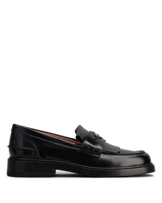 Tod's Black Logo-Plaque Leather Loafers