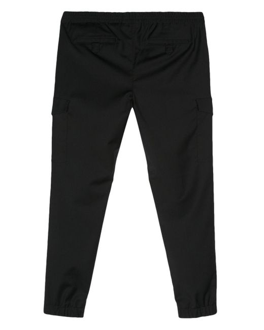 PT Torino Black Multiple-Pockets Tapered Trousers for men