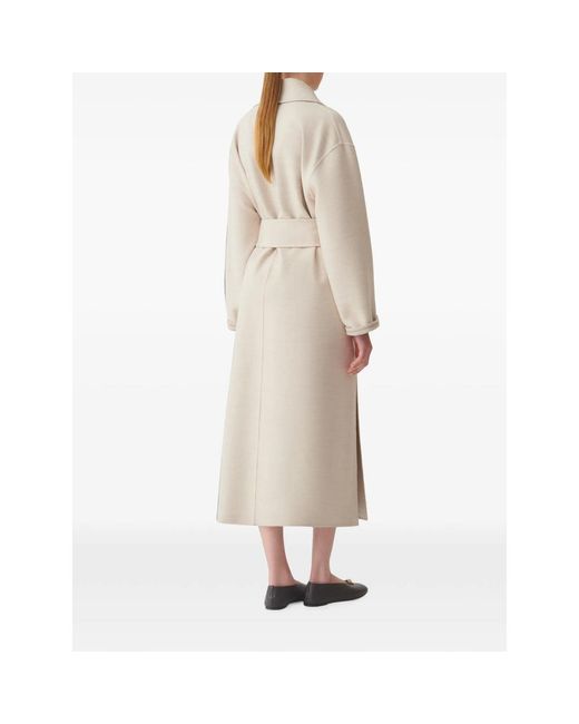 Fabiana Filippi Natural Belted Notch-Lapels Coat