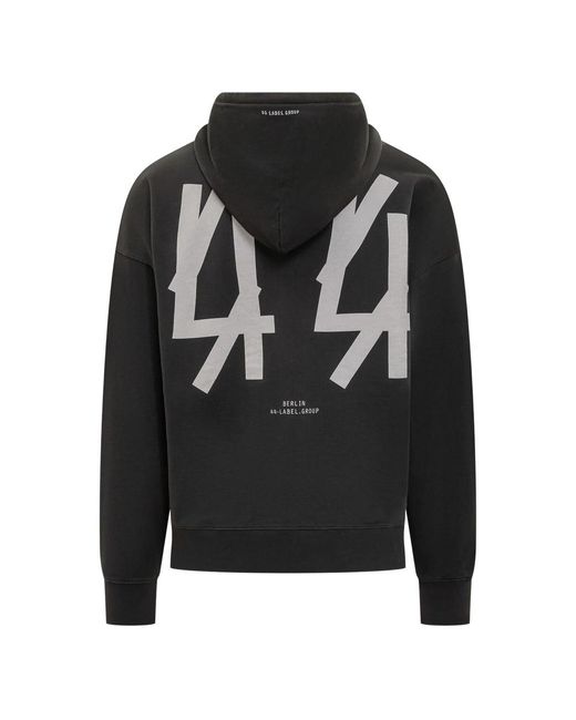 44 Label Group Black Logo-Print Hoodie for men