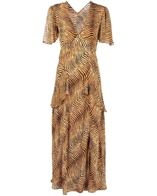 RIXO London Silk Evie Tiger-print Midi Dress in Natural - Save 10% ...