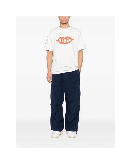 KENZO White Logo-Print T-Shirt for men