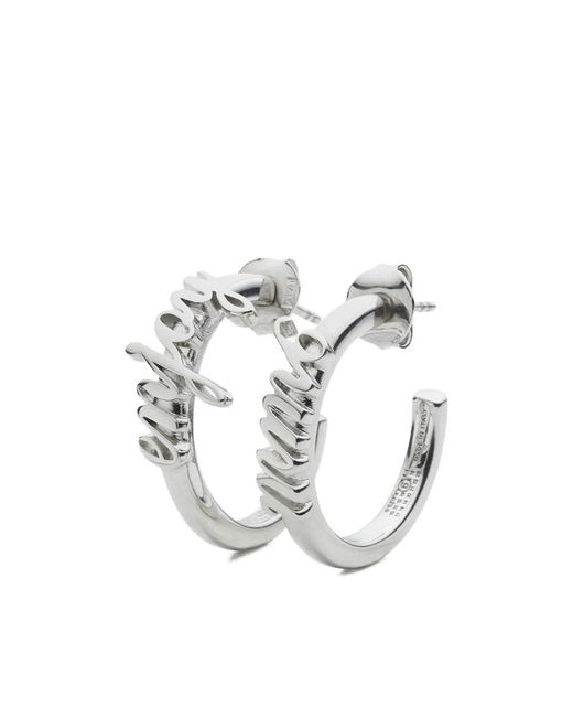 MM6 by Maison Margiela Metallic Lettering Hoop Earrings