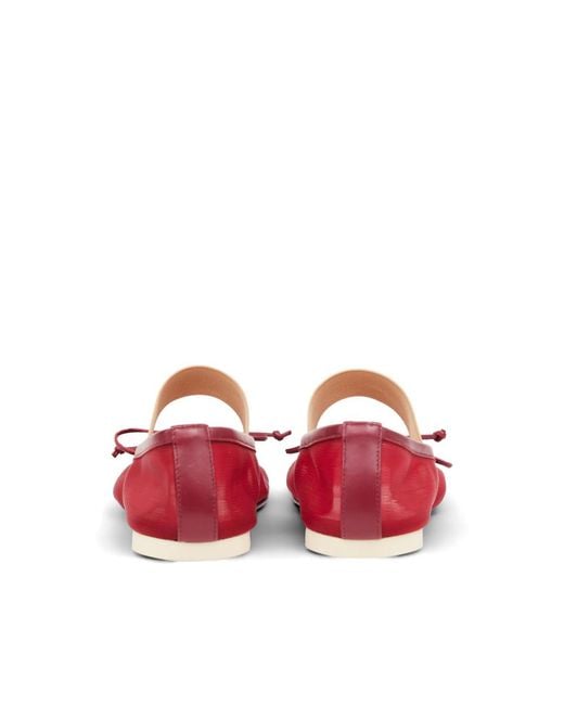 MM6 by Maison Margiela Red Numeric-Strap Anatomic Ballet Flats