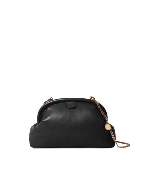 Stella McCartney Black Falabella Padded Soft Clutch Bag With Chain