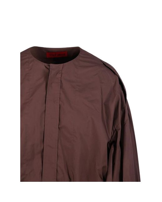 Thelatest Brown Balloon-Sleeve Shirt