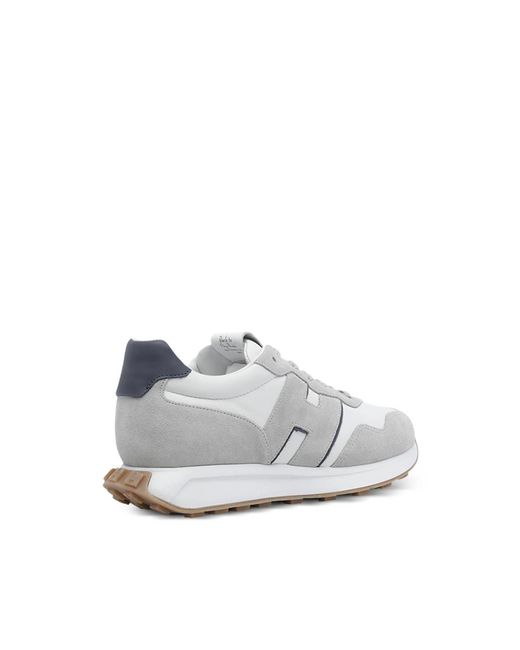 Hogan White H601 Logo-Patch Leather Sneakers for men