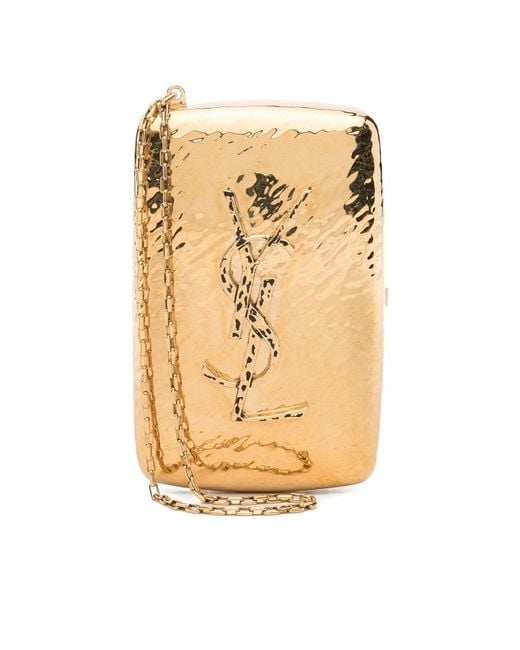 Saint Laurent Metallic Hammered-Logo Cigarette Case