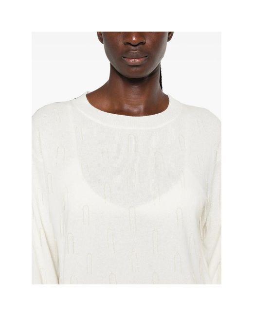 Fabiana Filippi White Bead-Embellished Crew-Neck Sweater