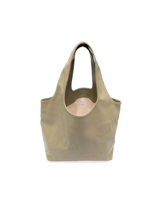 A.P.C. Multicolor A. P.C. Logo-Print Leather Tote Bag