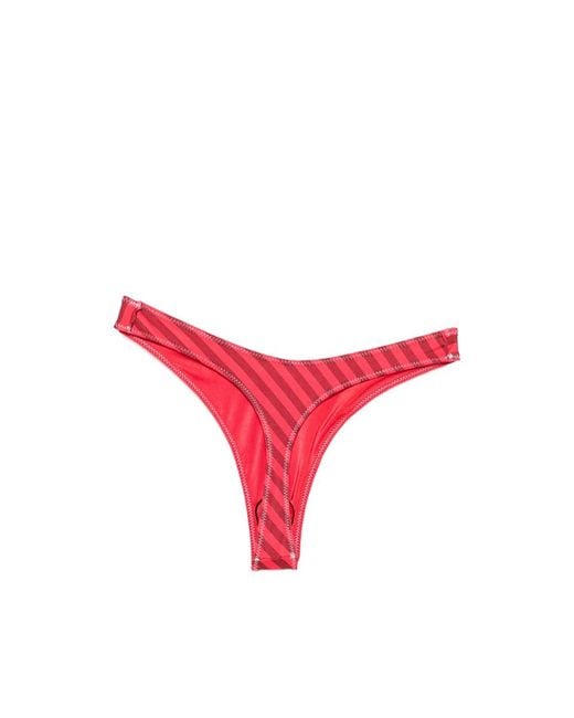 Frankie's Bikinis Red X Jennie Full Moon Striped Satin Bikini Bottoms