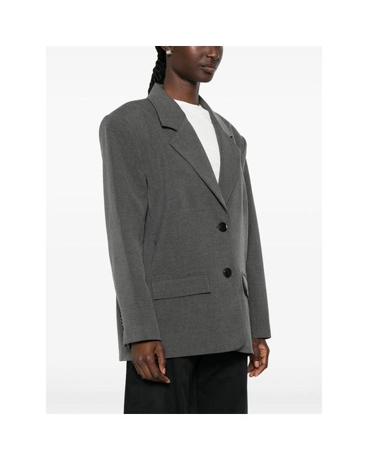 Gestuz Gray Gzpaula Oz Notched-Lapels Blazer
