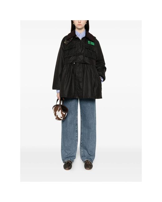 BARBOUR X GANNI Black X Ganni Peplum Waxed Coat