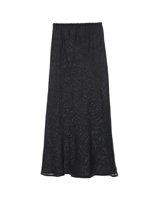 Baserange Black Semi-Sheer Linen Maxi Skirt