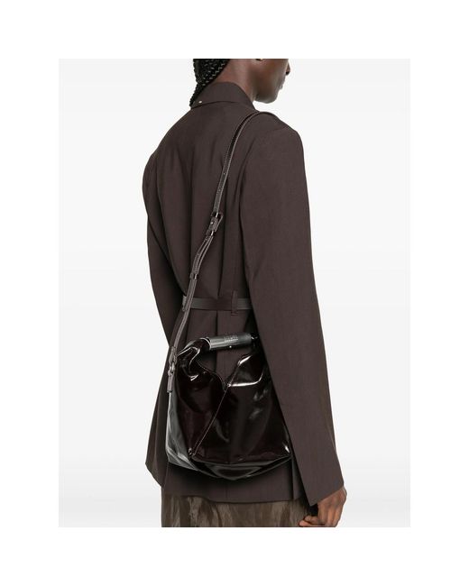 MM6 by Maison Margiela Black Japanese Patent Leather Tote Bag