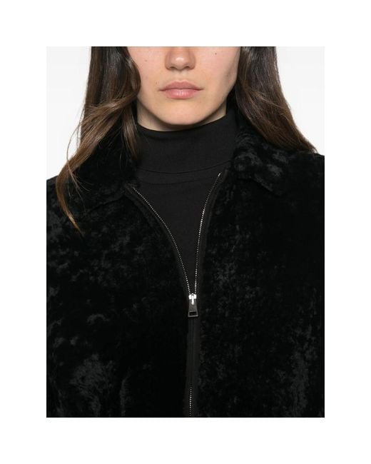 Simonetta Ravizza Black Strappy Buckle-Detail Fur Jacket