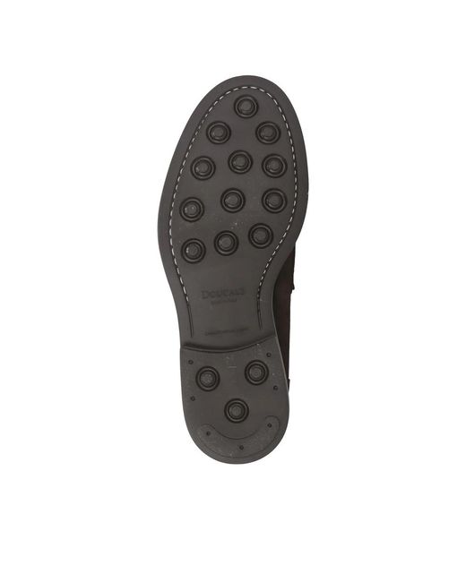 Doucal's Black Suede Blake-Stitched Loafers for men