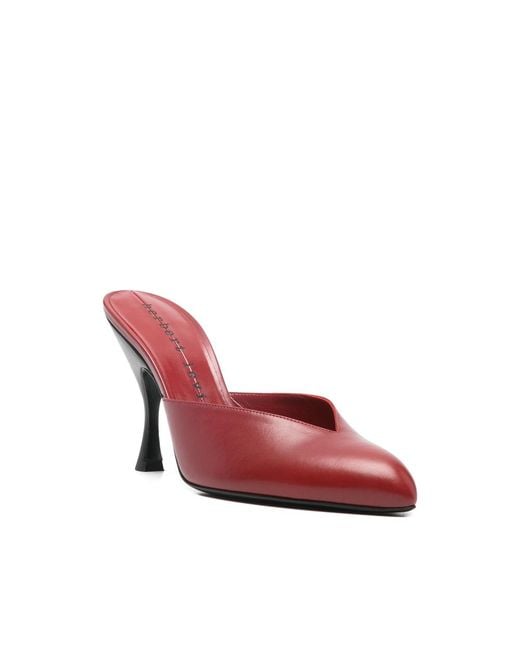 Herbert Levine Red Sitting Pretty Cone-Heel Mules
