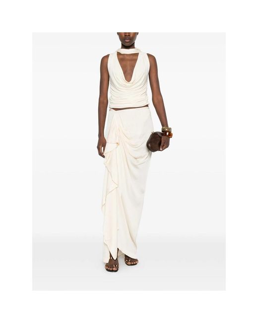 Bondi Born White Draped Long Skirt