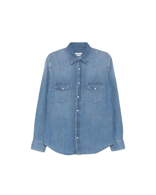 Jacob Cohen Blue Shirt Cotton-Linen for men