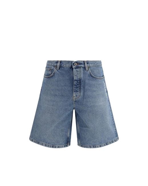 Off-White c/o Virgil Abloh Blue Half Arrow Denim Shorts for men