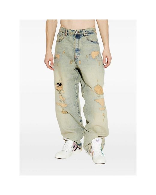 KENZO Natural Distressed Bleached-Effect Jeans for men