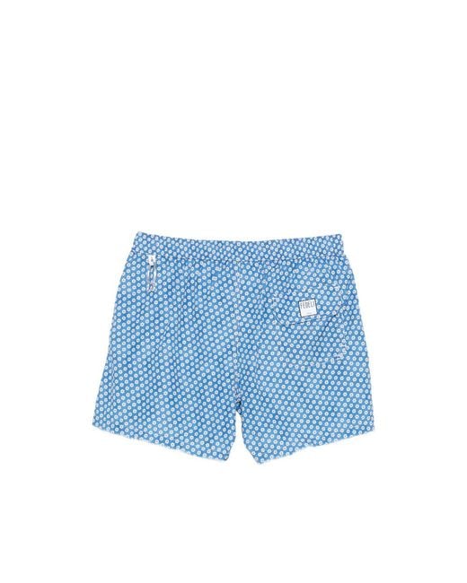 Fedeli Blue Floral Swim Shorts for men